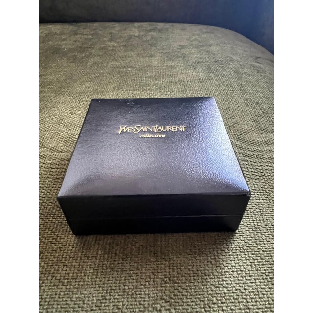 YVES SAINT LAURENT YSL Gold Plate Cufflinks & Tie Tack Clip Set, Original Case For Sale - Image 9 of 18