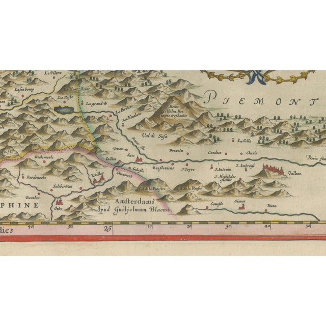 Black Blaeu Map of Savoy & Alps, 1642 For Sale - Image 8 of 13