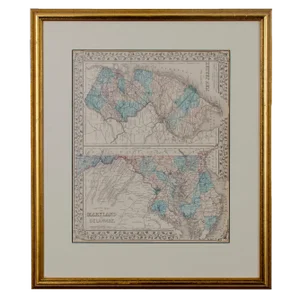 County Map of Maryland, Delaware New Jersey by S. Augustus Mitchell, C. 1874