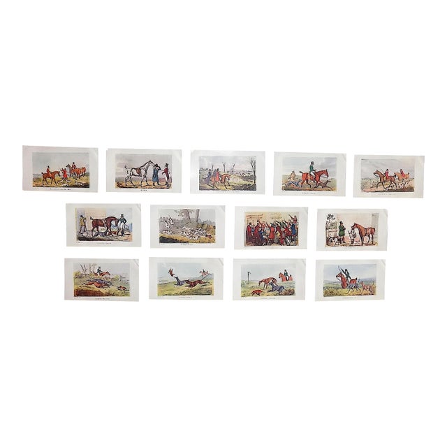 Authentic Antique (c.1903) Diminutive British Horse/Equine Sporting Lithographs - Set of 13 For Sale
