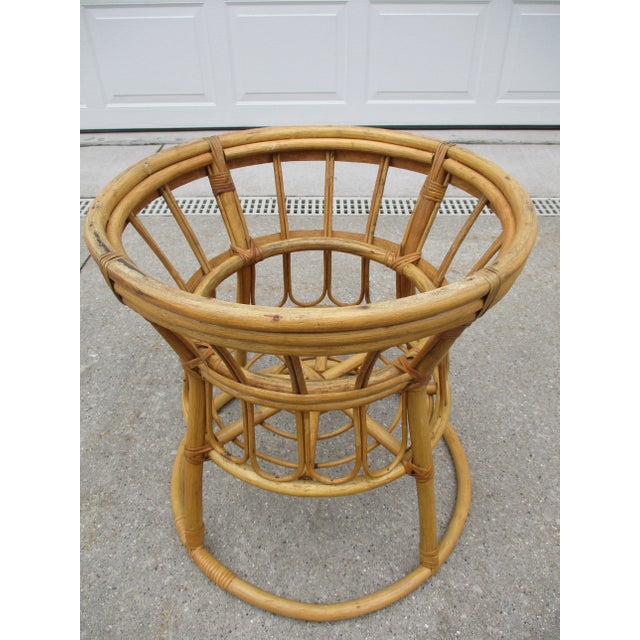 Bamboo and Rattan Round Tray Top Side Table For Sale - Image 9 of 11