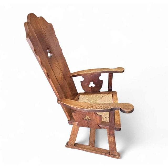 Monastery High Back Rush Seat Armchair, 1950s For Sale - Image 10 of 16