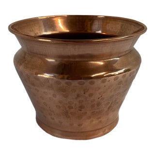 Vintage Hammered Copper Planter For Sale