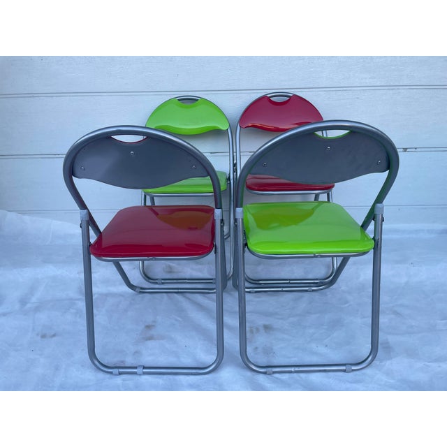 Modern Pop Art Folding Chairs in Metal, 2000s, Set of 4 For Sale - Image 15 of 18