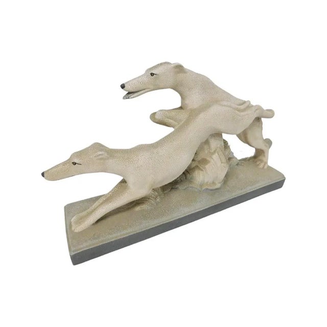 Art Deco 1930s French Art Deco Greyhound Couple Sculpture by Charles Lemanceau For Sale - Image 3 of 8
