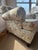 Custom Tufted Scalamandre Light Blue Floral Lounge Chair and Ottoman For Sale In New York - Image 6 of 18