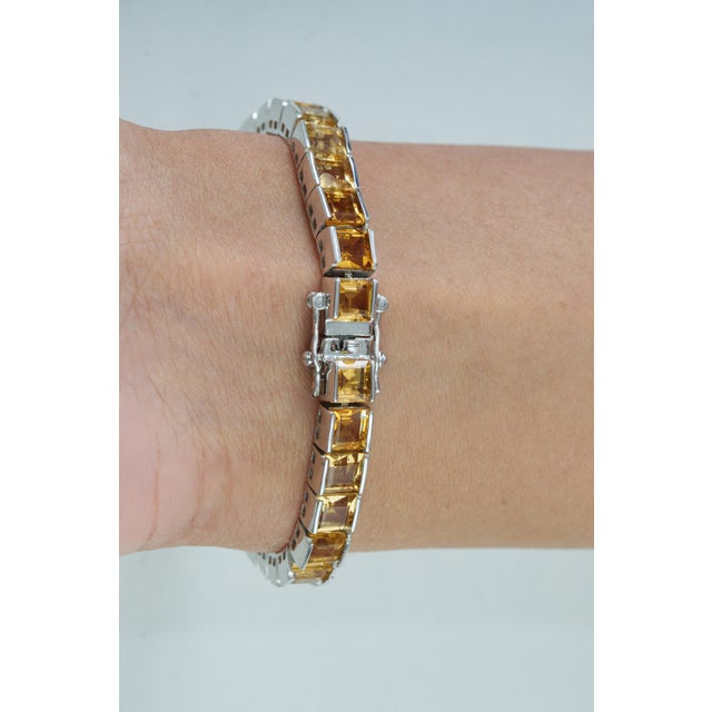 Yellow Certified 20.98 Ct Natural Citrine Statement Tennis Bracelet in 925 Silver Handmade Jewelry For Sale - Image 8 of 13