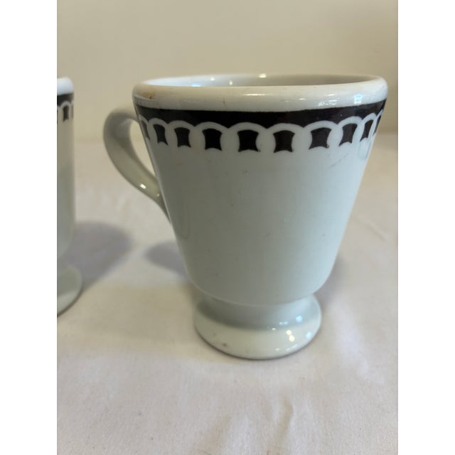 Vintage Sterling Vitrified China Black Rimmed Pedestal Mugs, Set of 2, Restaurant Ware For Sale In Oklahoma City - Image 6 of 12