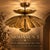 Handmade Brass Lotus Ceiling Light, Antique Brass Scalloped Semi Flush Mount, Floral Ceiling Fixture for Bedroom, Hallway & Living Room For Sale - Image 6 of 13
