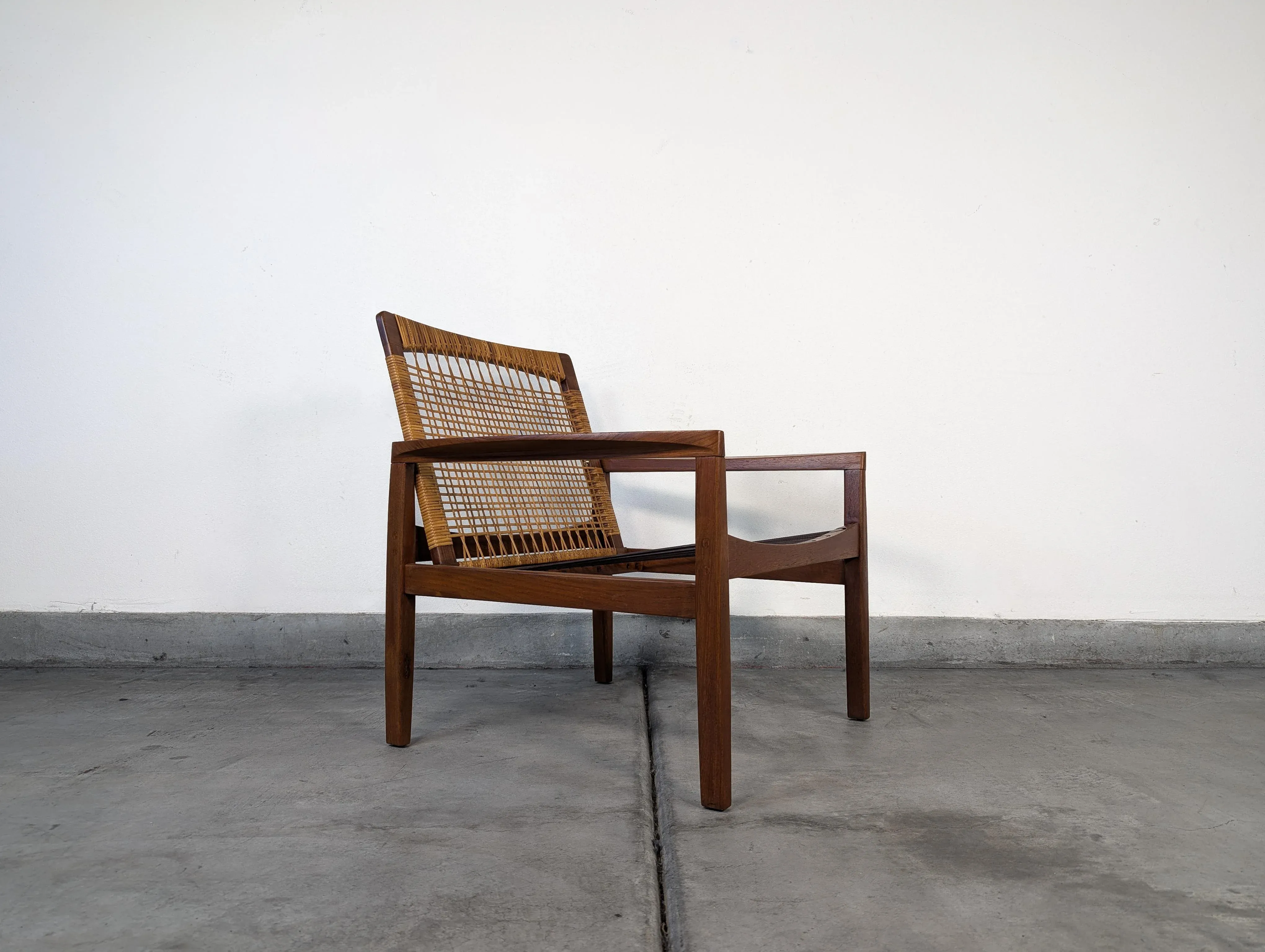 1960s Mid Century Teak and Cane '519' Lounge Chair by Hans Olsen