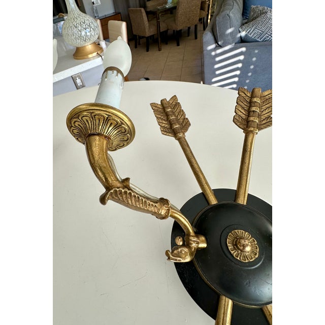 Pair French Empire Style Arrow Swan Wall Sconces For Sale - Image 13 of 15