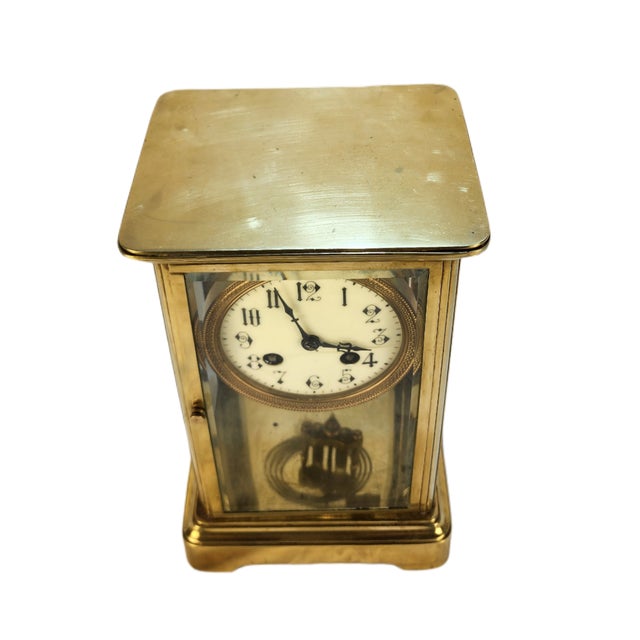 Late 19th Century Antique French H&h Crystal 8-Day Regulator Clock - Gilt Brass & Beveled Glass For Sale - Image 5 of 12