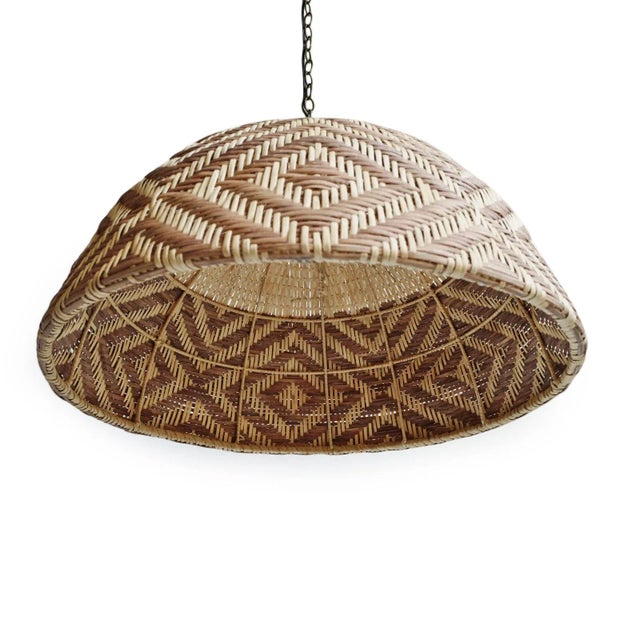 Rattan Diamond Weave Tribal Pendant Light Medium For Sale - Image 4 of 9