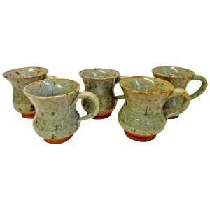 Set of Five Hand Thrown Stoneware Mugs