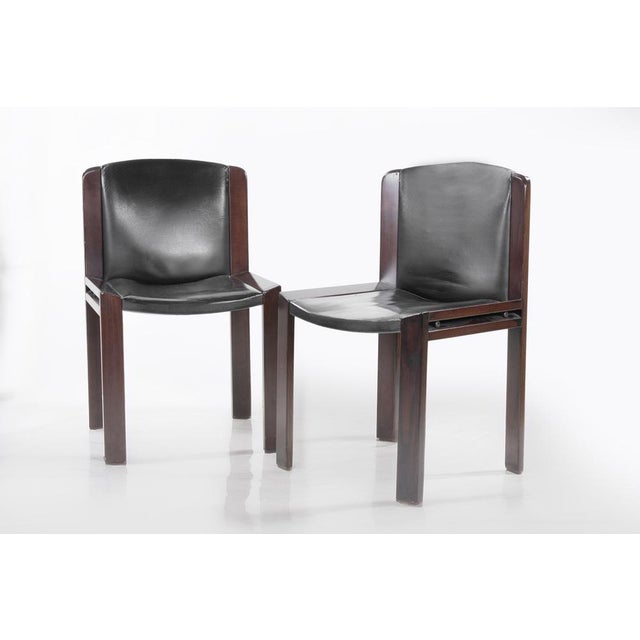 Wood Chairs in Lacquered Wood and Skai by Joe Colombo for Pozzi, Italy, 1966, Set of 4 For Sale - Image 7 of 9