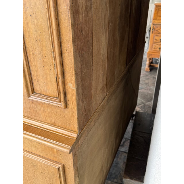 French Provincial Light Oak Wood Kitchen Cabinet, Antique For Sale - Image 10 of 12