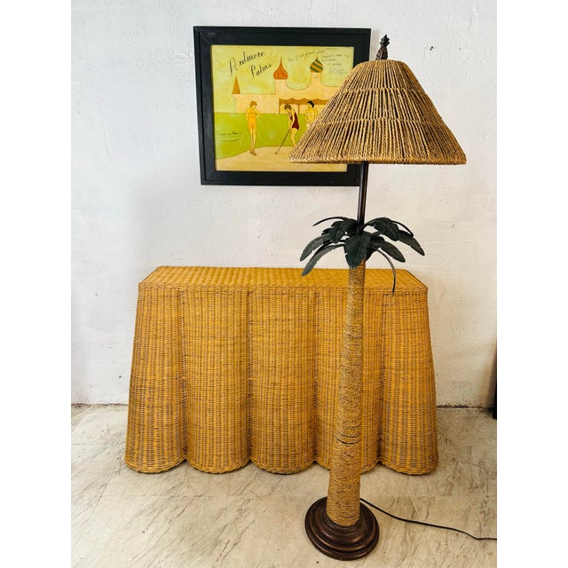 Palm-Inspired Woven Floor Lamp with Raffia Shade Bring island elegance to your interior with this sculptural vintage floor...