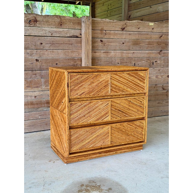 Vintage Floating Pencil Rattan Three-Drawer Chest or Dresser For Sale - Image 11 of 12