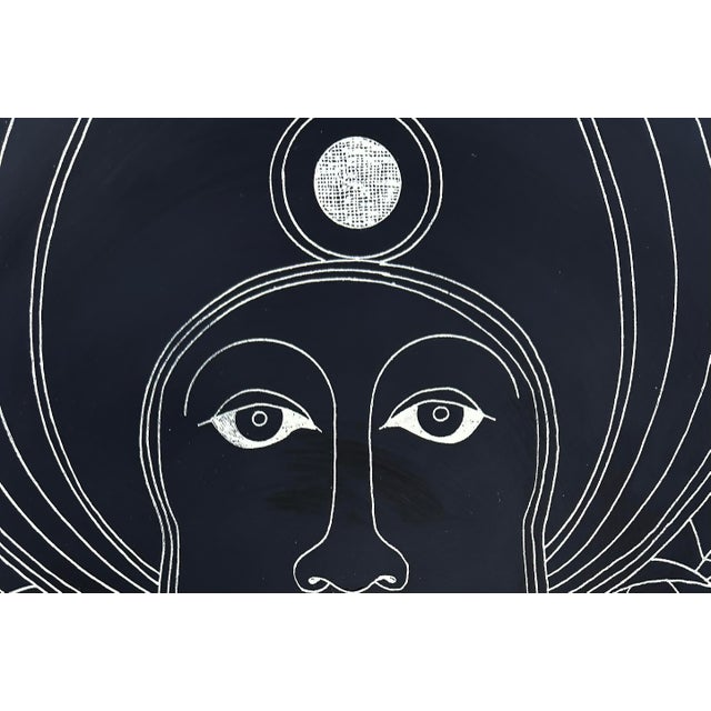 Abstract Vintage Curras Brothers Hand-Painted Pottery Charger, Signed, 5 Faces Available For Sale - Image 3 of 7