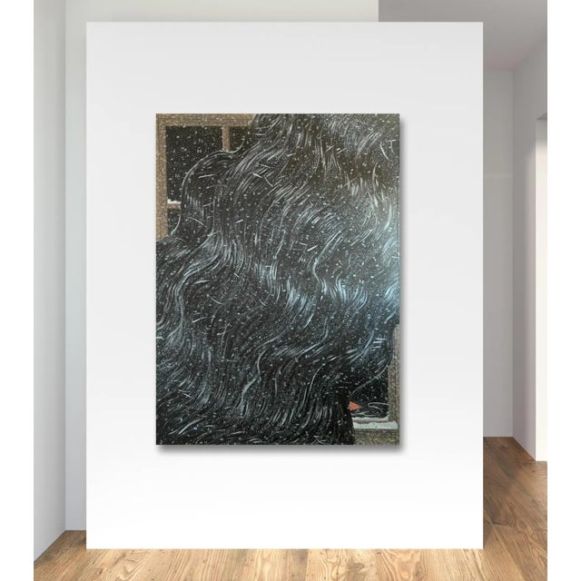 New York-based artist Michael Stamm painting titled "Winter". Oil paint and acrylic on wood board frame. This piece is...