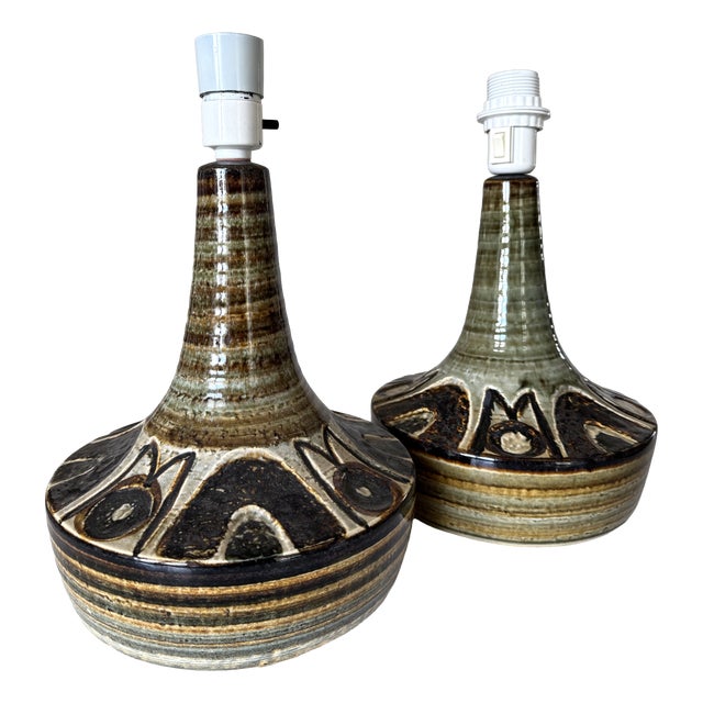 Danish Ceramic Table Lamps by Arne Finne Nielsen and Noomi Backhausen for Søholm, 1960s, Set of 2 For Sale