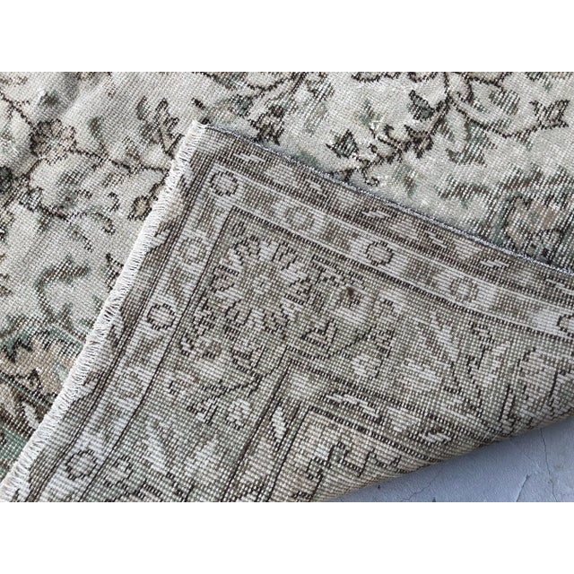 1960s Turkish Anatolian Handmade Distressed Oushak Wool Rug For Sale - Image 4 of 11