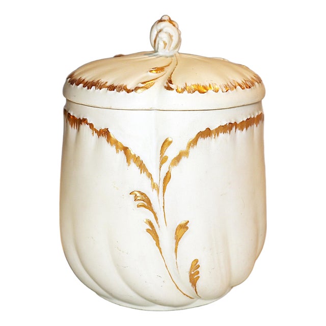 Late 19th Century Limoges Bisque Glazed Cookie Ginger Jar For Sale