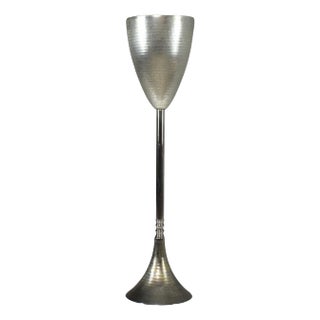 Celis Contemporary Brushed Nickel Brass Champagne Bucket Stand by Jonathan Amar For Sale