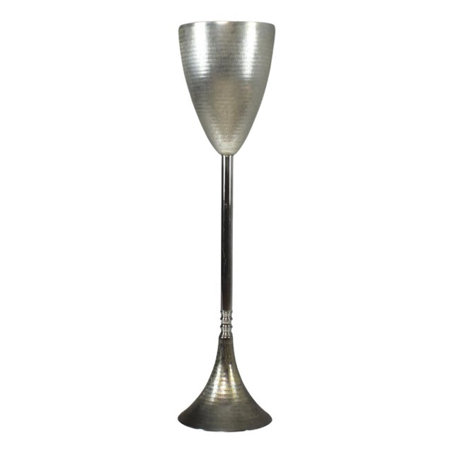 Celis Contemporary Brushed Nickel Brass Champagne Bucket Stand by Jonathan Amar For Sale
