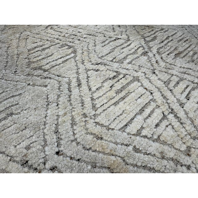 Restoration Hardware Rh Halima Hand-Knotted Wool Rug — 12' × 15' Marled Ivory / Latte | Undyed Wool | High-Low Texture For Sale - Image 4 of 18