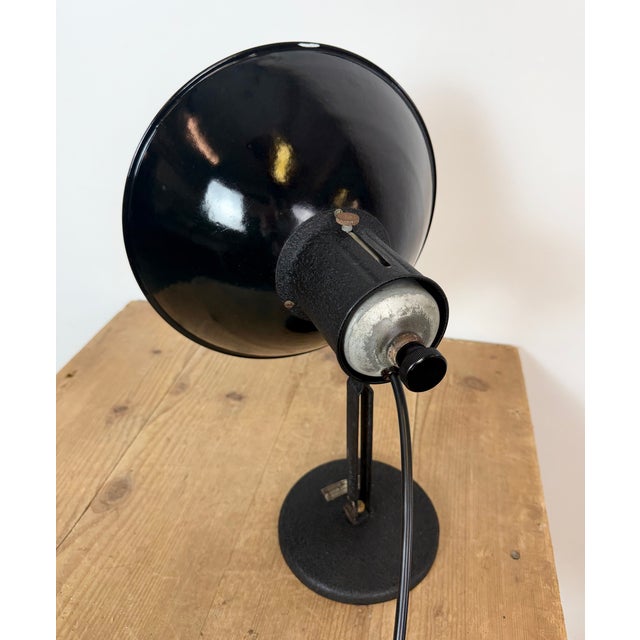 Vintage Industrial Black Enamel Table Lamp from EB, 1950s For Sale - Image 9 of 17