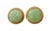 Vintage Gold Tone Earrings W/Round Celadon Green Jadeite Faux Jade For Sale - Image 4 of 7