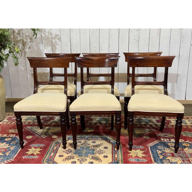 Vintage English Armchairs and Side Chairs in Mahogany, 1950s, Set of 8 For Sale - Image 3 of 18