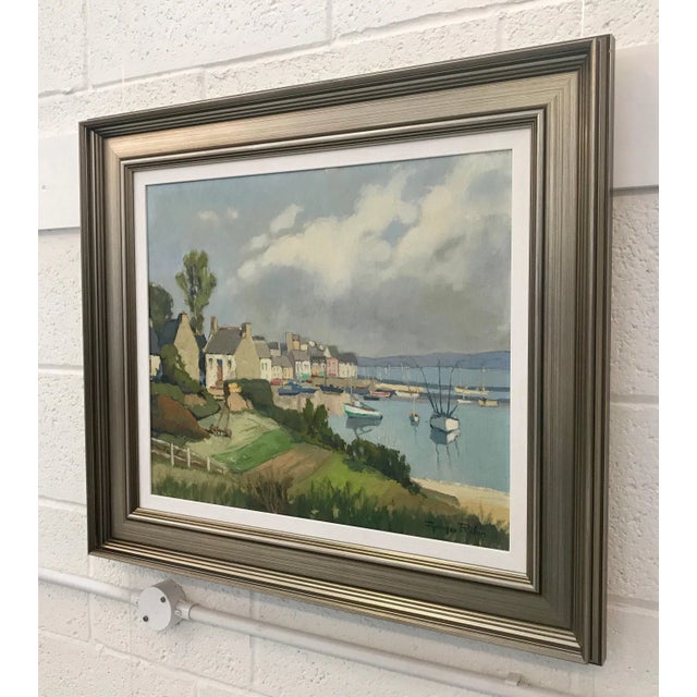 Vintage 1950's Oil Painting - Brittany Coastal France by Modern French Impressionist Landscape Artist, Circa 1950 For Sale - Image 4 of 7