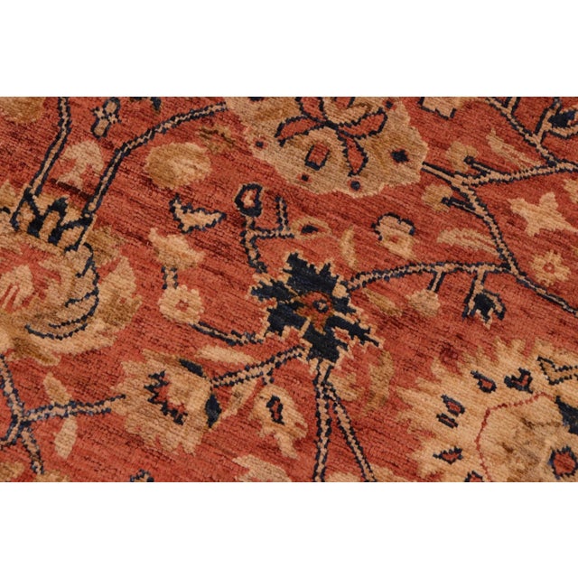 1990s Classic Ziegler Red Blue Hand-Knotted Wool Rug - 9'2'' X 12'2'' For Sale - Image 4 of 8