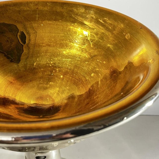 Mercurized and Gilded Blown Glass Bowl with Acid-Etched Floral Decoration, Late 19th Century For Sale - Image 4 of 15