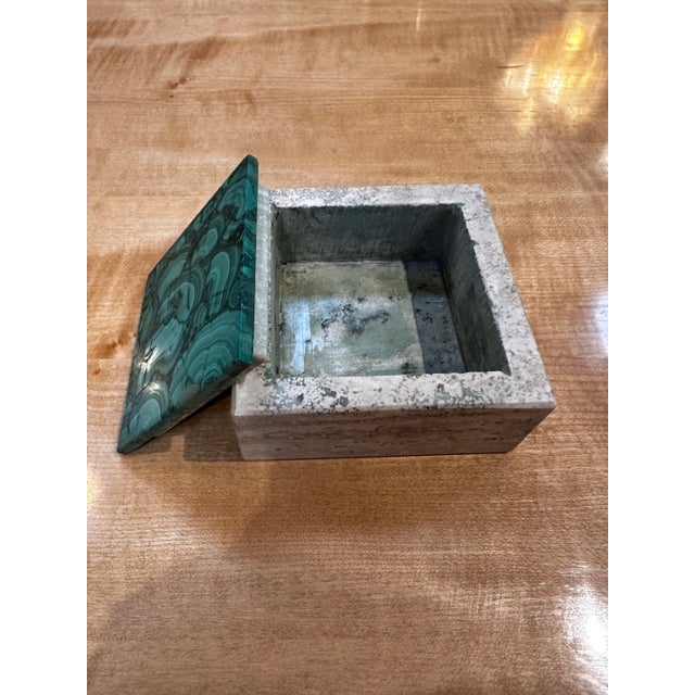 1990s Vintage Italian Travertine and Green Marble Ashtray 1990s For Sale - Image 5 of 6