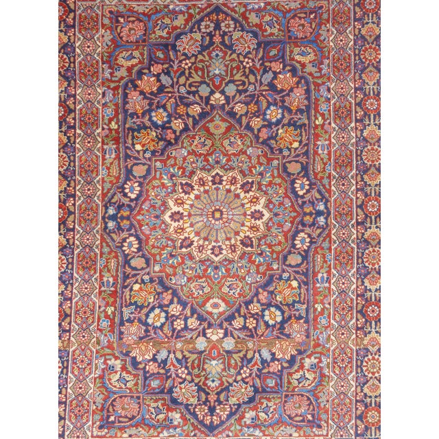 Persian Antique Persian Kashan Rug 4'0" X 5'9'' For Sale - Image 3 of 4