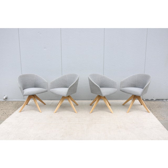 MCM Style Lievore Altherr Molina for Andreu World Brandy Swivel Armchair, Set of 4 For Sale In New York - Image 6 of 18