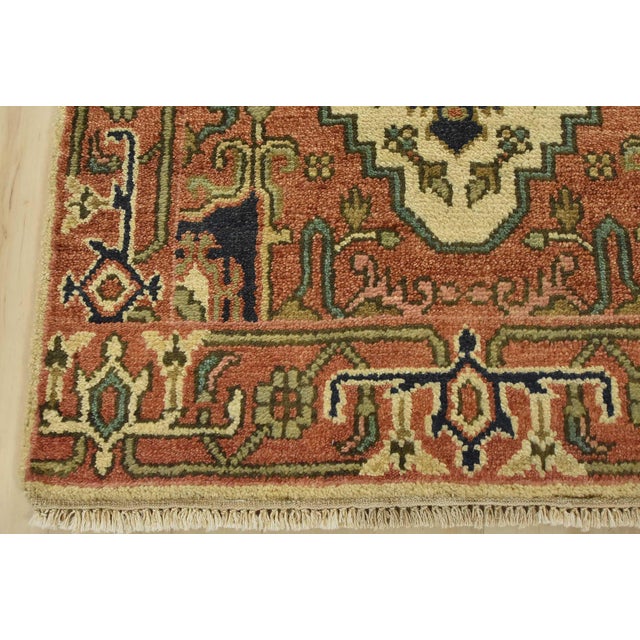 Heriz Runner 2’7” X 8’1” Ivory Wool Tribal Hand-Knotted Oriental Rug For Sale - Image 9 of 12