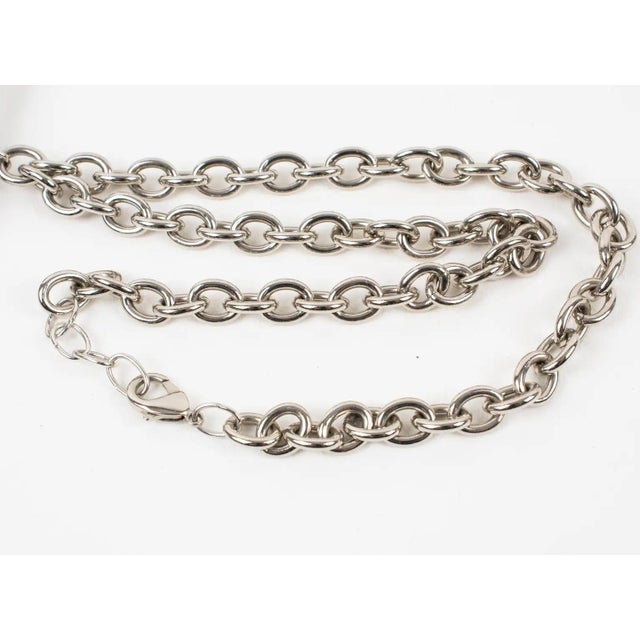 Silver Emilio Pucci Futuristic Silvered Metal and Silk Abstract Geometric Necklace For Sale - Image 8 of 9