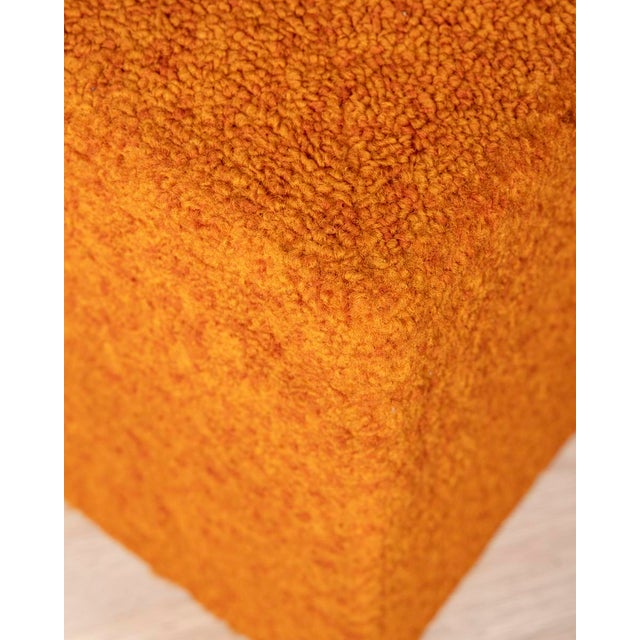 Vintage Italian Ottomans in Orange Fabric, Set of 2 For Sale - Image 4 of 6