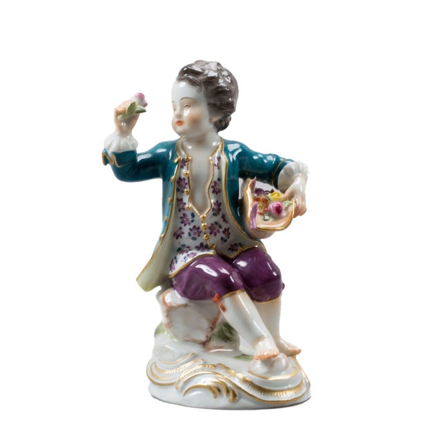 Porcelain Figurine Boy from Meissen For Sale - Image 4 of 4