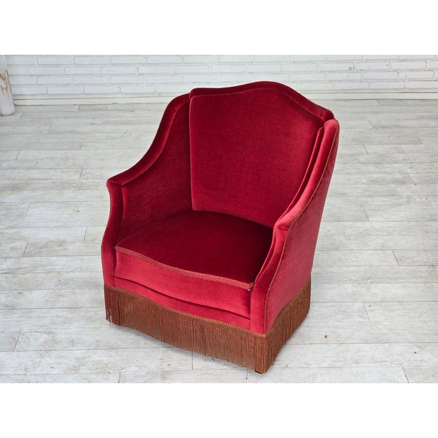 Danish Armchair in Velour with Ash Legs, 1960s For Sale - Image 11 of 18
