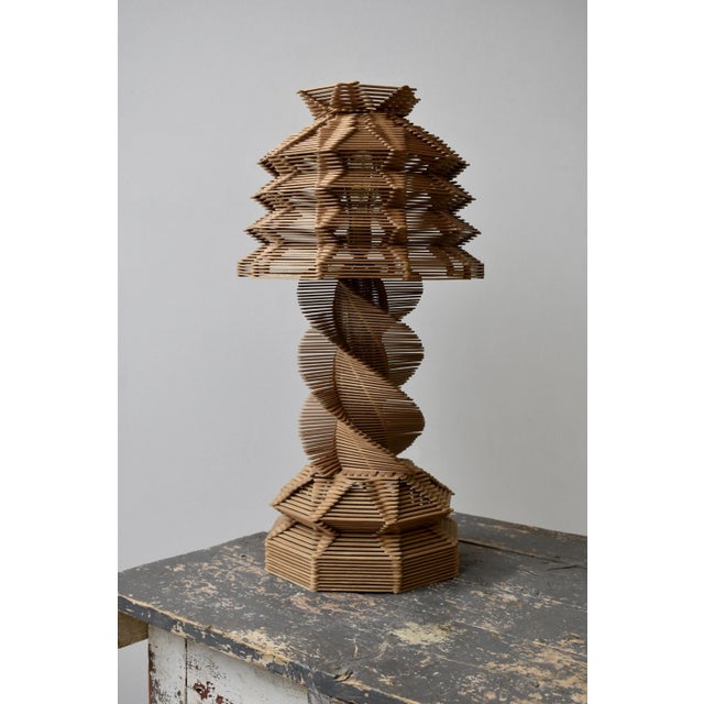Vintage Folk Art Popsicle Stick Table Lamp, Circa 1970s For Sale - Image 4 of 18