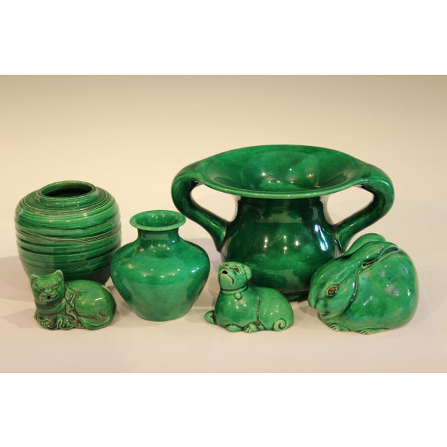 Antique Awaji Pottery Bunny Rabbit Green Crackle Glaze Figure Signed Chairish