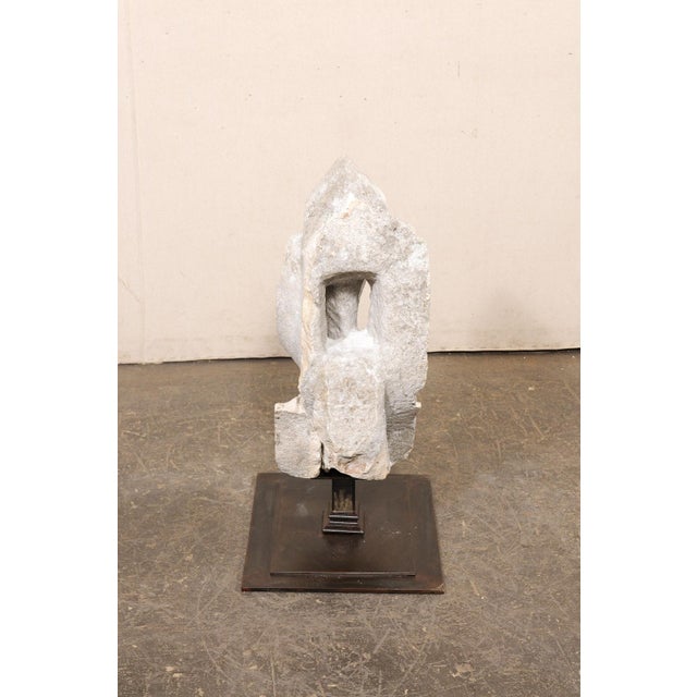 Metal 18th C. Carved-Limestone Cathedral Fragment For Sale - Image 7 of 9
