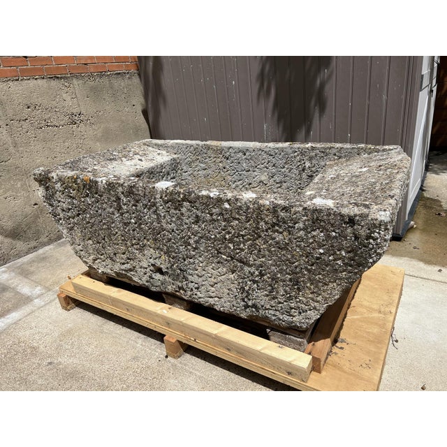 Antique French Double Sloped Monolithic Limestone Lavoir Trough, Circa 1800 For Sale - Image 4 of 14