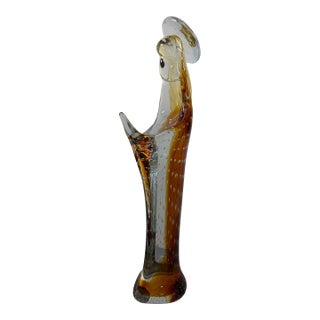 1970s Murano Archimede Seguso Amber Bullicante Glass Madonna Sculpture 14" For Sale