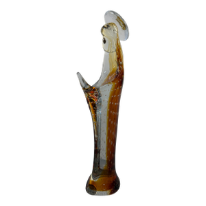 1970s Murano Archimede Seguso Amber Bullicante Glass Madonna Sculpture 14"